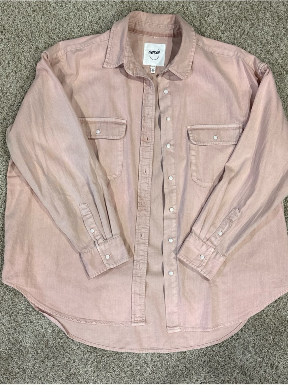 aerie Pale Pink Light Denim Jacket